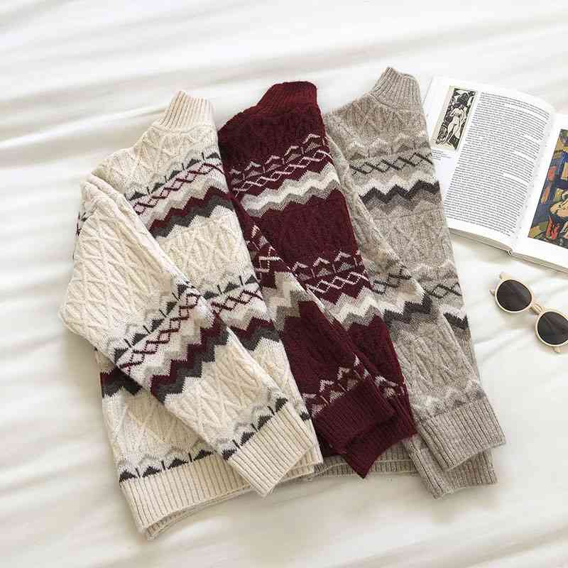 Vintage Argyle Sweater Women Korean Style Long Sleeve Loose Oversize Stripe Pullover Knitted Tops Woman Streetwear Sweaters 210602, Apricot
Vintage Argyle Sweater Women Korean Style Long Sleeve Loose Oversize Stripe Pullover Knitted Tops Woman Streetwear Sweaters 210602, Apricot