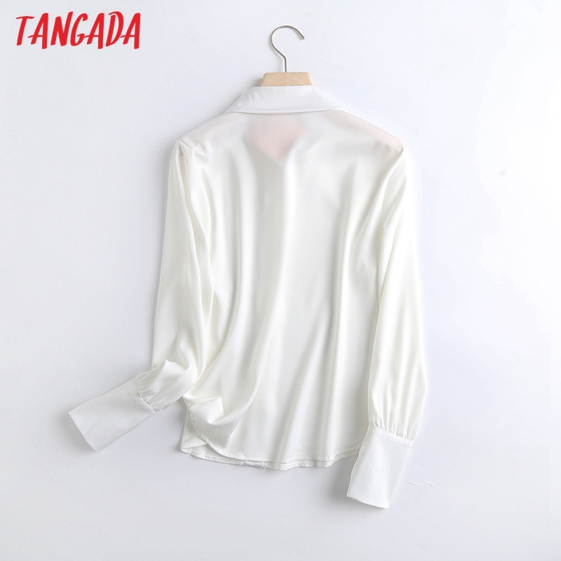 Women White Shirts Long Sleeve Solid Turn Down Collar Elegant Office Ladies Work Wear Blouses WF18 210416