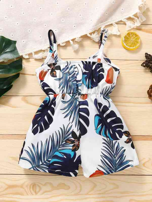 Baby Girl Tropical Print Cami Romper SHE