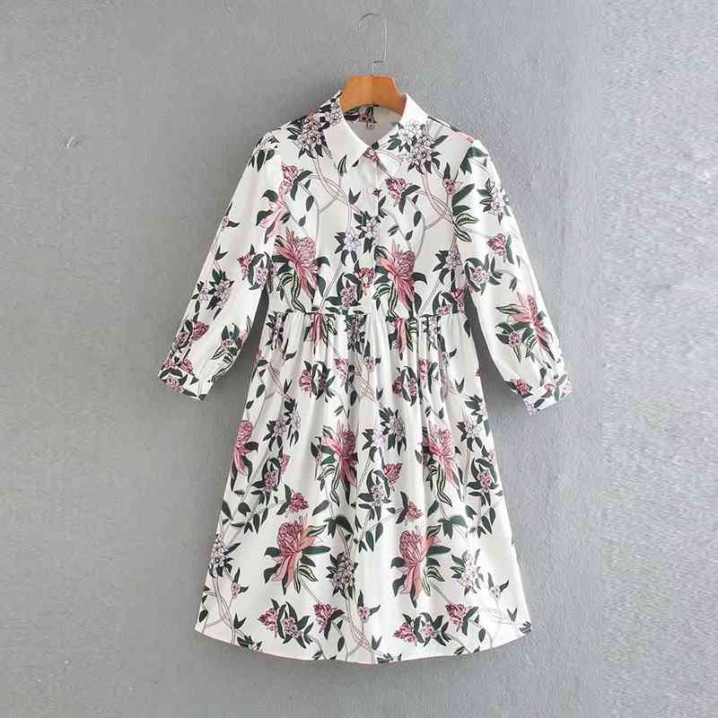 Fashion Women Long Sleeve Floral Dress Turn Down Collar High Waist Knee Length Elegant Party For Lady 210525, White
Fashion Women Long Sleeve Floral Dress Turn Down Collar High Waist Knee Length Elegant Party For Lady 210525, White