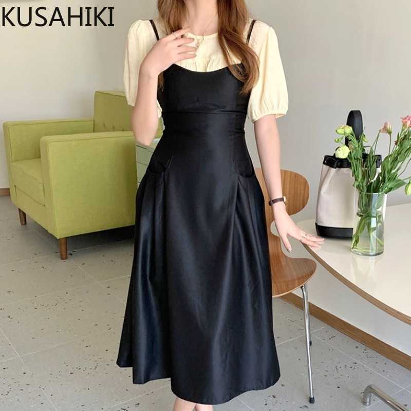 KUSAHIKI Elegant High Waist Women Spaghetti Strap Dress Korean Pockets A-line Vestido Femme Fashion Vintage Sling Dresses 6H200 210602, Black
KUSAHIKI Elegant High Waist Women Spaghetti Strap Dress Korean Pockets A-line Vestido Femme Fashion Vintage Sling Dresses 6H200 210602, Black