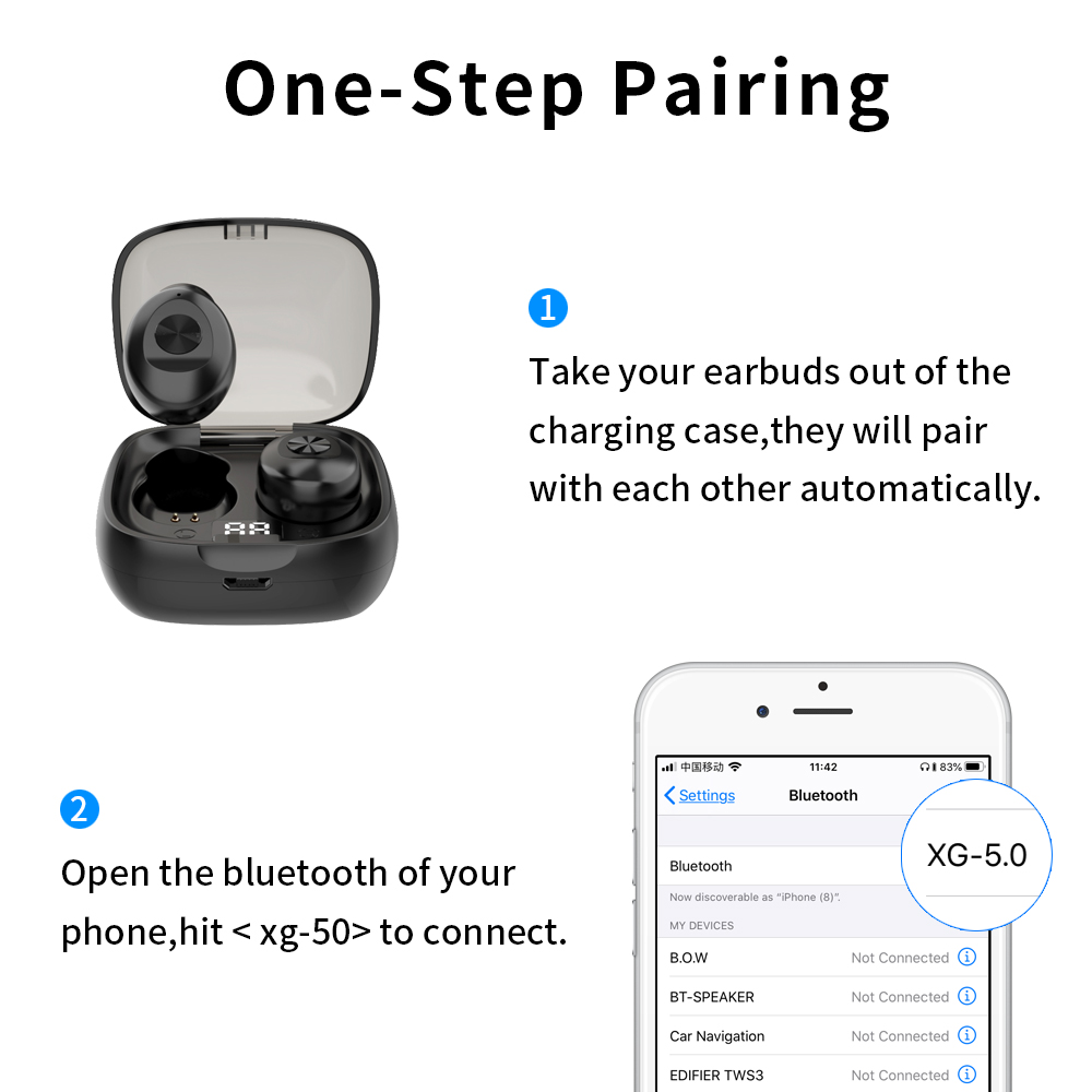 Bluetooth-compatible couteur sans fil casque Sport couteur Mini casque stro son dans loreille IPX5 tanche tws 5.0 affichage de