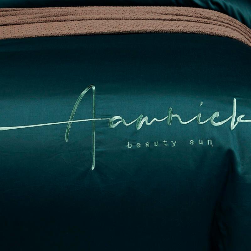 High Density Cotton Series Noble Green Bedding Set Simple Solid Color Duvet Cover 1.5/1.8m Bed Embroidery Pillowcase Sets