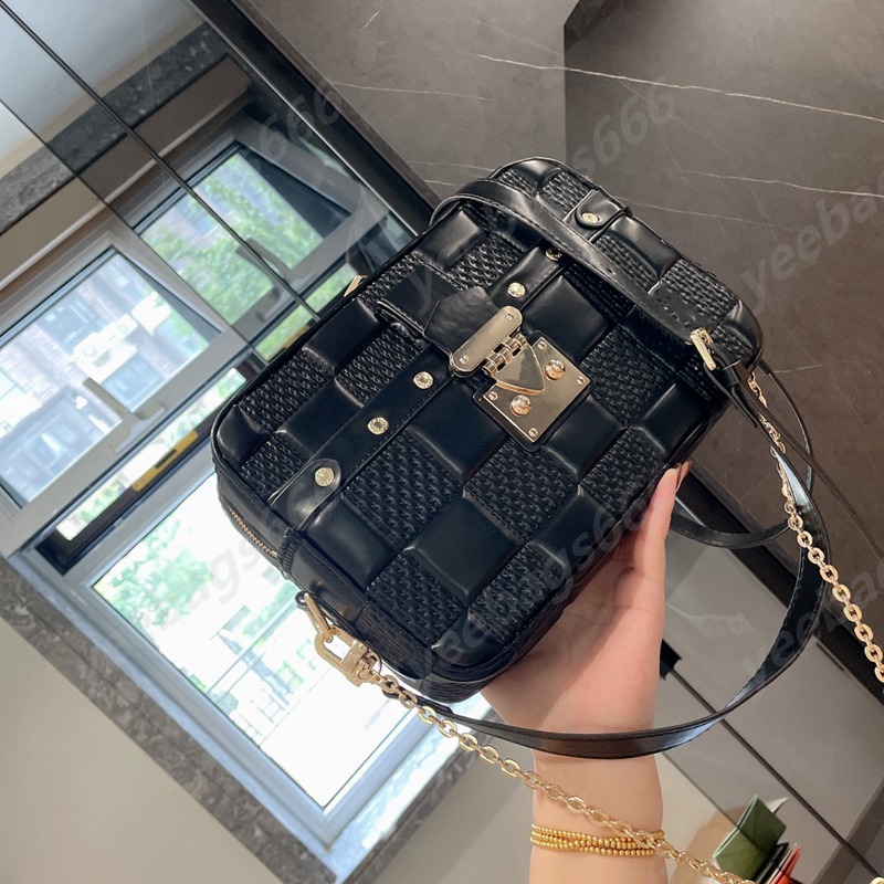 Damier Quilt Trocadero camera bag black square shape crossbody S-lock studded Troca MM designer Bag, L 2 v
Damier Quilt Trocadero camera bag black square shape crossbody S-lock studded Troca MM designer Bag, L 2 v