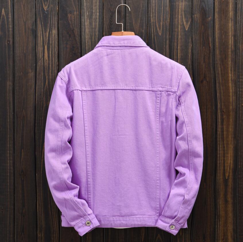 Autumn Winter Men's Denim Jackets Purple orange Casual Coats Fashion Men Women Couple Jean Jacket High Street Outerwear Size S-3XL Chaqueta Hombr