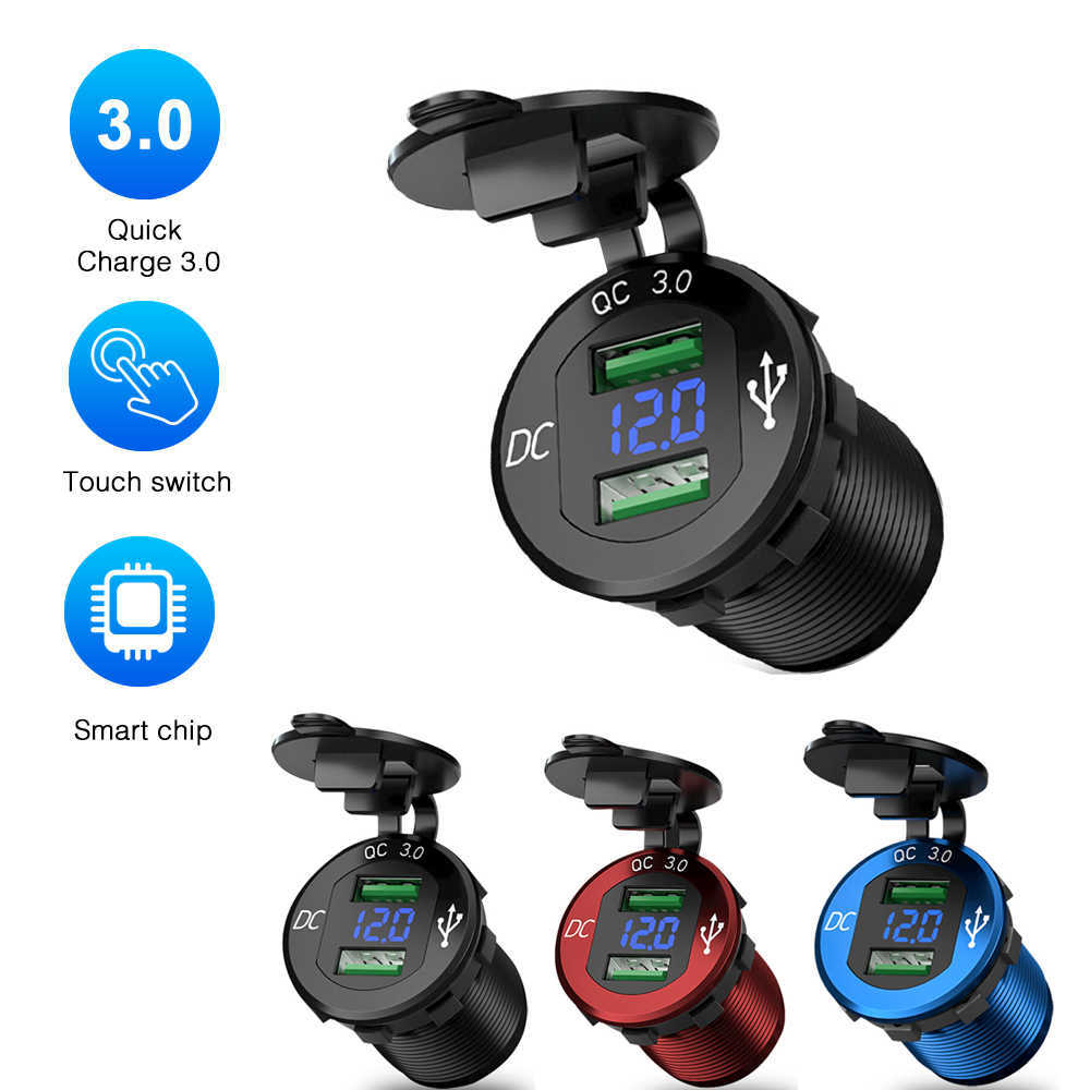 Quick Charge 3.0 Dual USB Charger Socket Outlet Charger Digital Aluminum Waterproof Voltage Display For 12V/24V Car Motorcycle Car
Quick Charge 3.0 Dual USB Charger Socket Outlet Charger Digital Aluminum Waterproof Voltage Display For 12V/24V Car Motorcycle Car