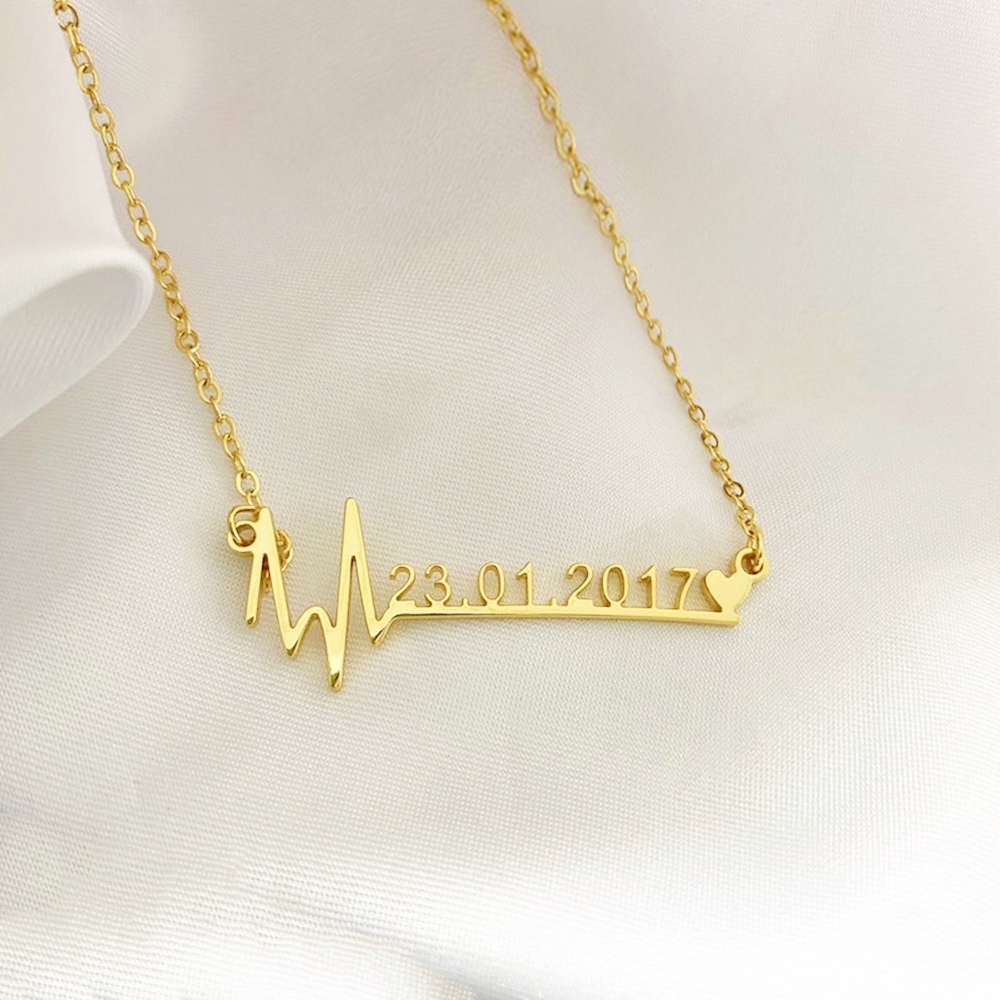 HUHUI Custom Of Birth Necklace Personalized Heartbeat Pendant Anniversary Date Stainless Steel Women Jewelry Birthday Gifts
HUHUI Custom Of Birth Necklace Personalized Heartbeat Pendant Anniversary Date Stainless Steel Women Jewelry Birthday Gifts