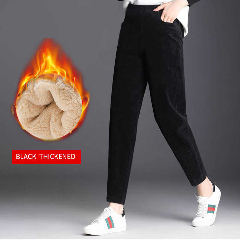 Spring Autumn Winter Corduroy Harem Pants Women Fashion Thickening Casual Korean Loose High Waist Trousers Plus Size 211115