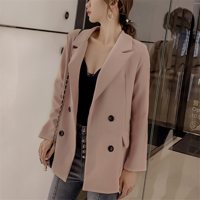 Retro Women OL Loose All Match Fashion Solid Brief Formal Office Lady Casual Large Size Elegant Chic Blazers 210421