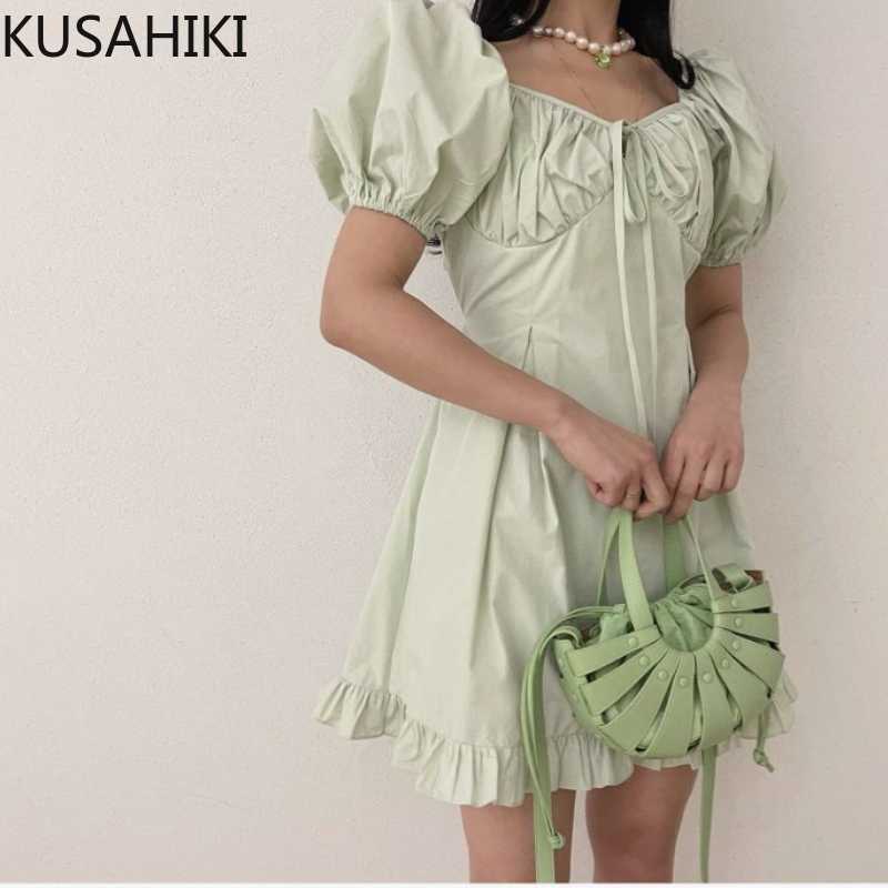 KUSAHIKI Summer Dress Bow Tie Square Collar Puff Sleeve Vestidos Femme Korean Ruffle A-line Mini Woman Dresses 6H709 210602, Apricot
KUSAHIKI Summer Dress Bow Tie Square Collar Puff Sleeve Vestidos Femme Korean Ruffle A-line Mini Woman Dresses 6H709 210602, Apricot