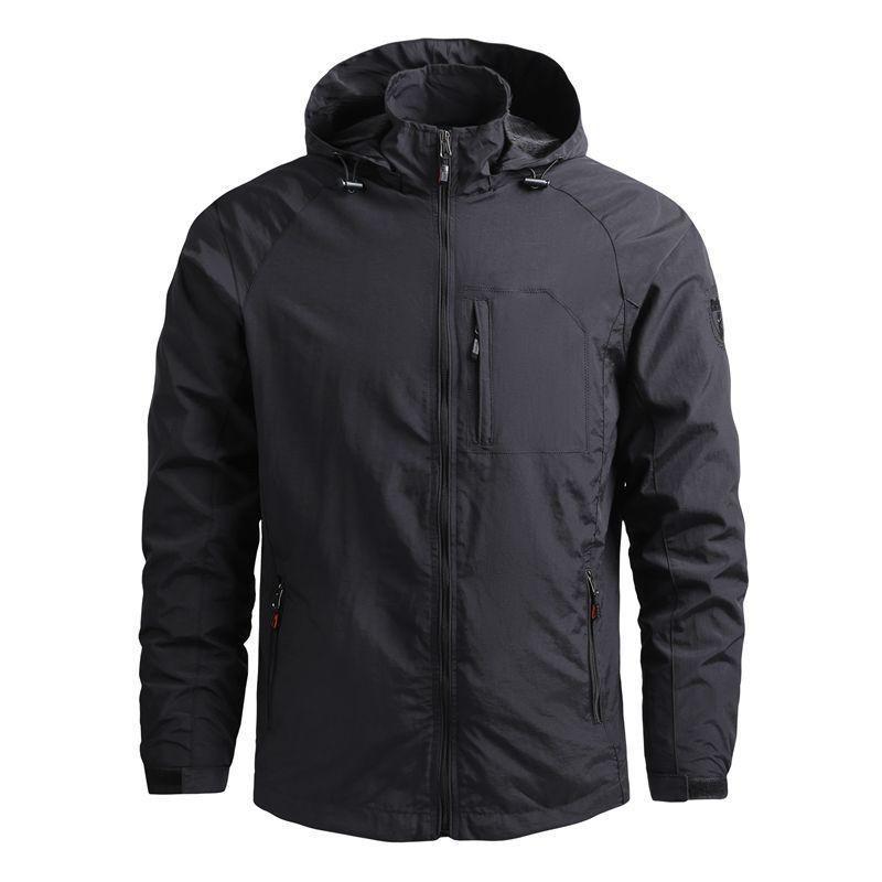 Man Casual Cargo Jacket Light Weight Mililtary Tactical Outerwear With Hood Solid Color Plus Size M-5XL Multi Pockets Men's Jackets