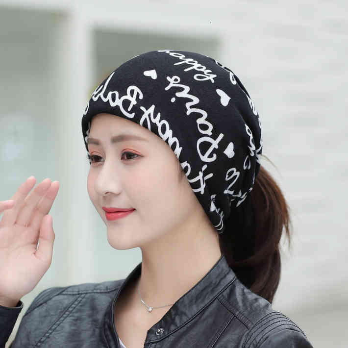 Hats Caps Double Layer Smiling Face Love Letter Headscarf Hat Multifunctional Cover Head and Month Cap