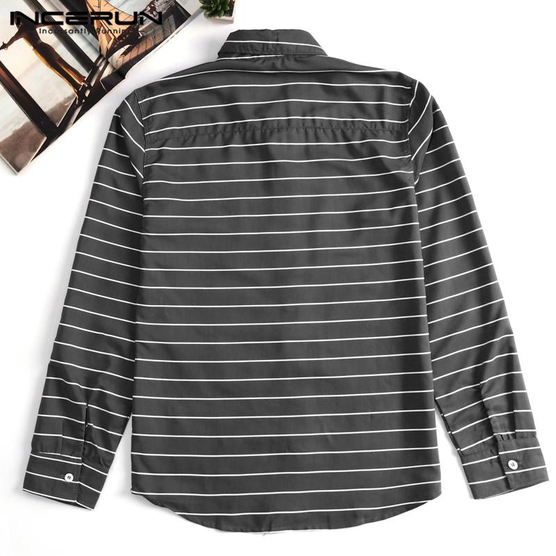Fashion Men Striped Shirt Lapel Long Sleeve Camisa Masculina Streetwear Casual Dress Shirts Clothes 2021 Men's
