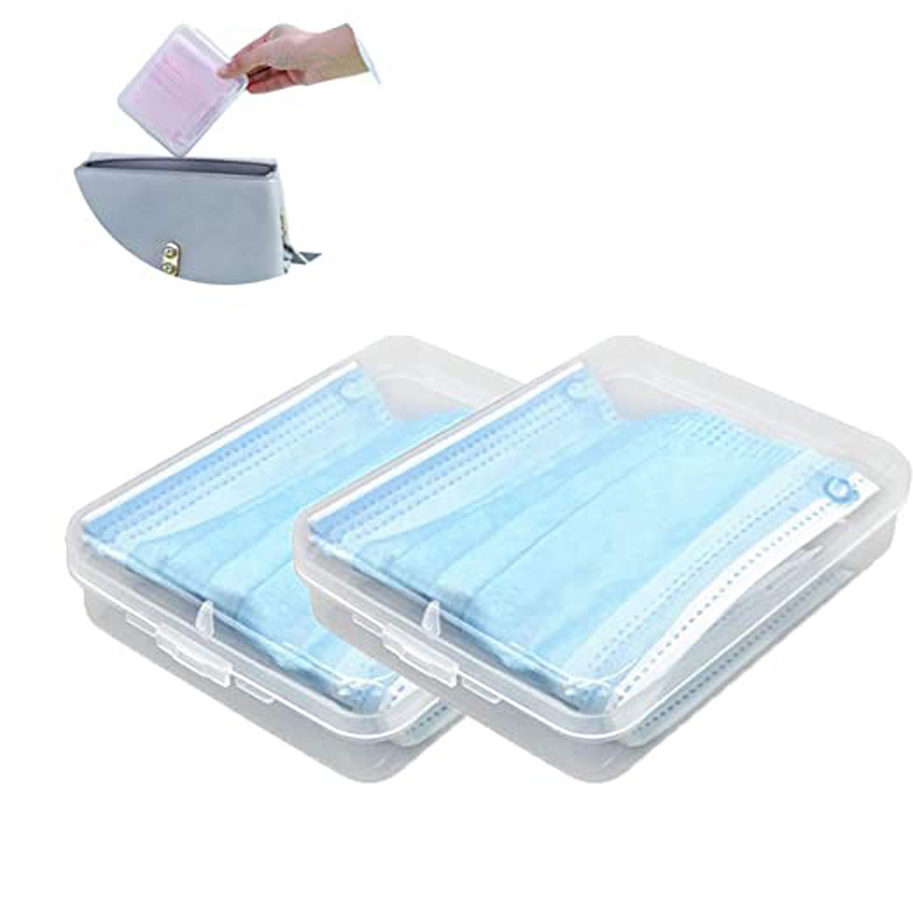 1/2/3 Guards mascarilla transparent square plastic mask case holder portable dust-proof storage case of container