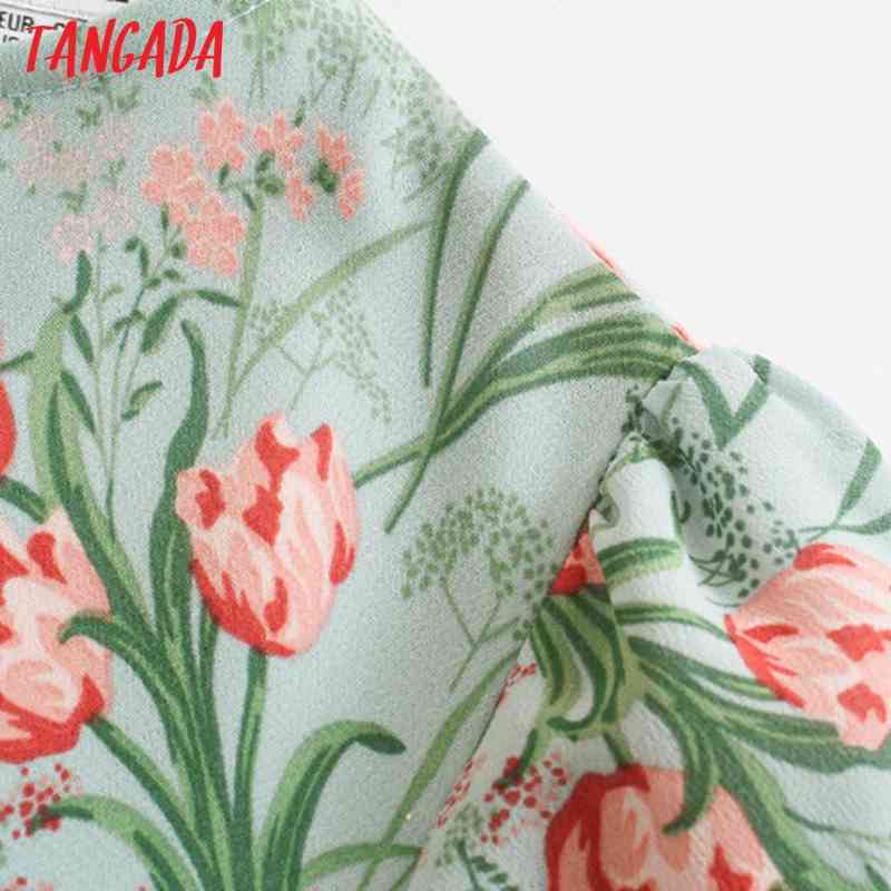 Summer Women Print French Style Office Short Sleeve Lady Chiffon Dress Vestidos 3D09 210416