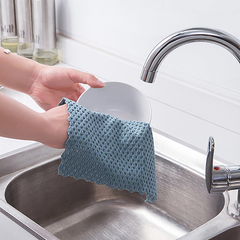 1Pcs Kitchen Supplies Cleaning Towel Home Washing Dish 4Color Anti-grease Cloth Super Absorbent Wiping Rags Multifunctional