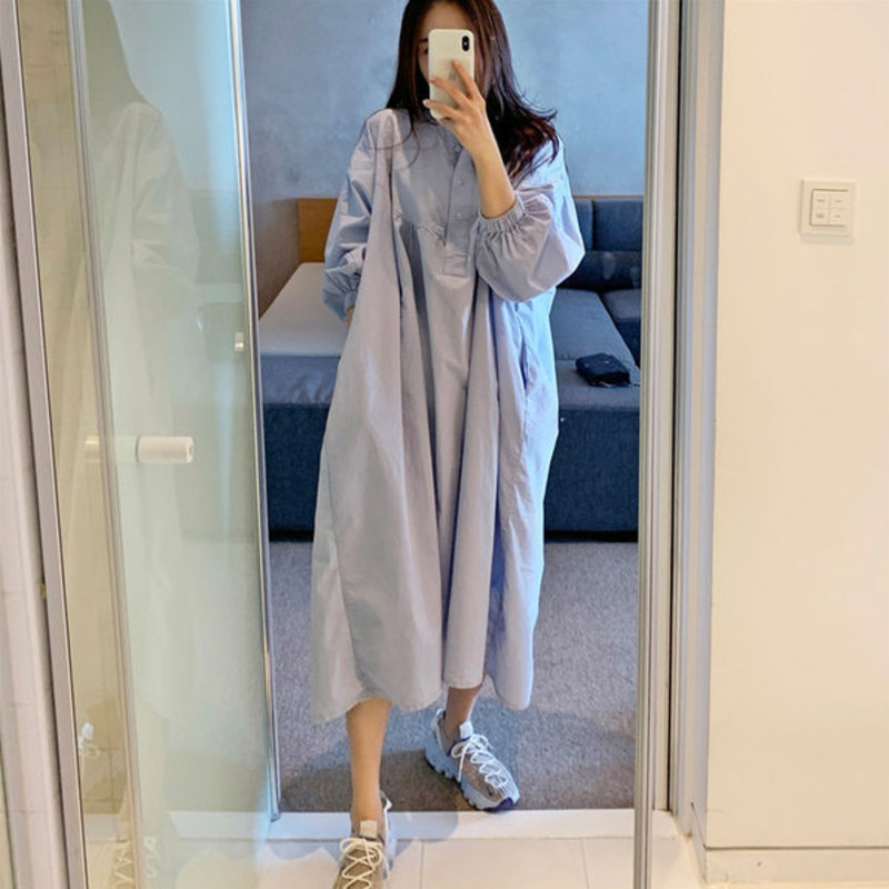 Summer Dress Long Sleeve A-line Round Neck Large Size Loose Casual Dresses Female Fashion 2H205 210526