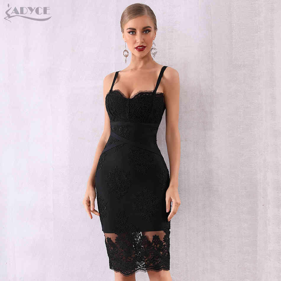 Summer Women Bandage Dress Vestido Sexy Sleeveless Spaghetti Strap Lace V Neck Club Celebrity Evening Party 210423