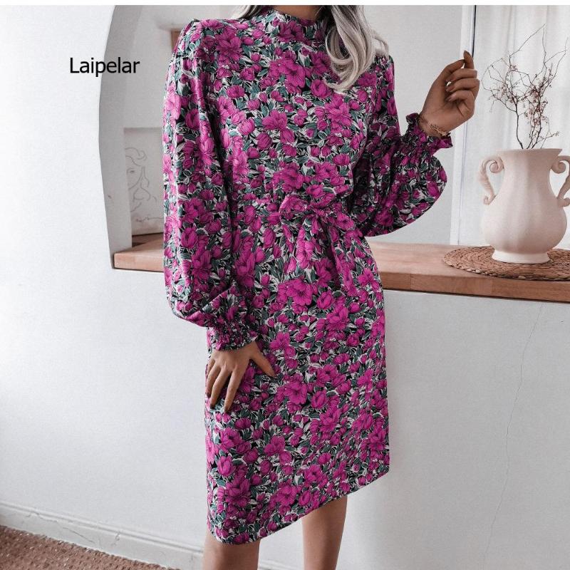 Casual Dresses Autumn Spring Women Dress Fashion Stand-up Collar Floral Print Lantern Sleeve Beach Elegant Office Femme, Lavender
Casual Dresses Autumn Spring Women Dress Fashion Stand-up Collar Floral Print Lantern Sleeve Beach Elegant Office Femme, Lavender