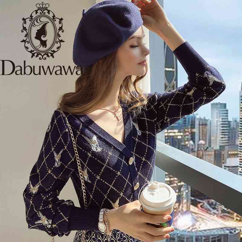 Dabuwawa Casual Rabbit Argyle Knitted Cardigan Women Cardigan Long Sleeve V-Neck Female Single Breasted Sweaters DO1AJS007 210520, Navy blue
Dabuwawa Casual Rabbit Argyle Knitted Cardigan Women Cardigan Long Sleeve V-Neck Female Single Breasted Sweaters DO1AJS007 210520, Navy blue