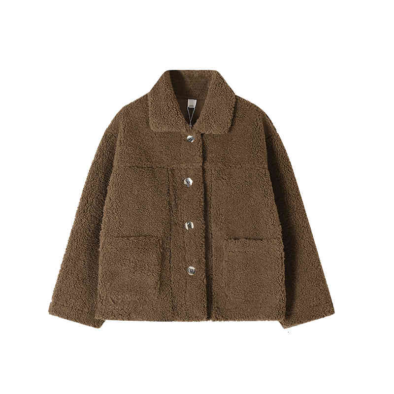 women's jackets inverno novo engrossar casaco de lã feminina casual moda coriro falso pele macio e quente solto outerwear feminino zcw1, Black;brown