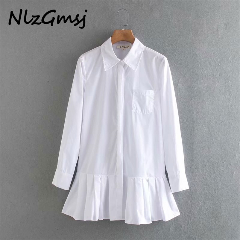 Women White Pleated Shirt Mini Dress Long Sleeve Turn Down Collar Office es Solid Casual A-line Vestidos 210628, As picture
Women White Pleated Shirt Mini Dress Long Sleeve Turn Down Collar Office es Solid Casual A-line Vestidos 210628, As picture