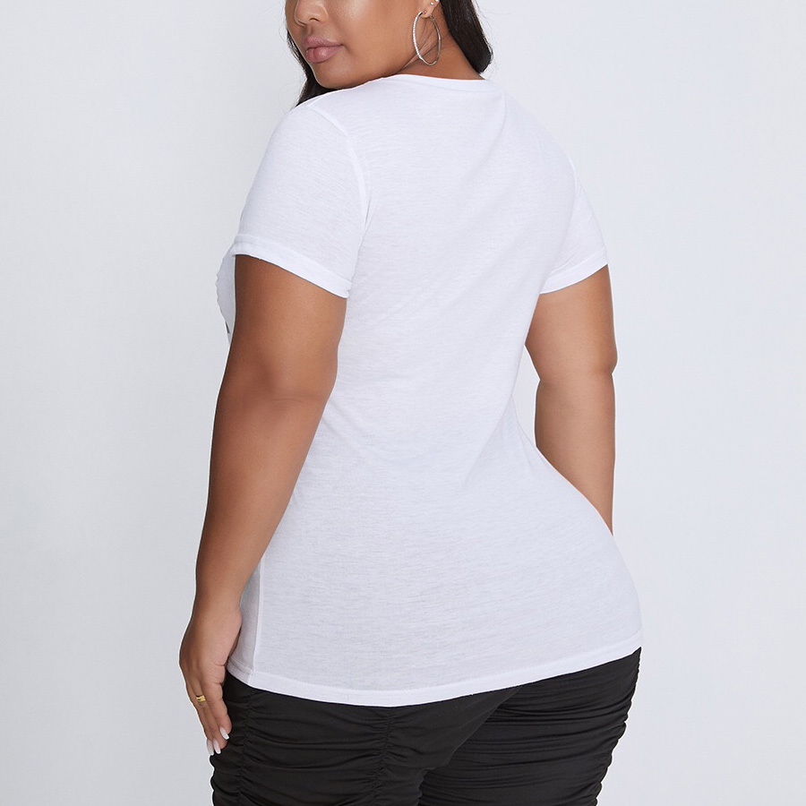 4xl 5xl Plus Size White Blouse Tops Women Letter Print Short Sleeve Pullovers Causal Daily Wear Loose Solid Shirts 210510