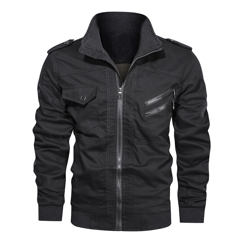 Pure Cotton Jacket Men Autumn Cargo Military Zipper Jackets Mens Air Force Fly Pilot Coats Male Windbreaker Bomber Outwear B0753 210518