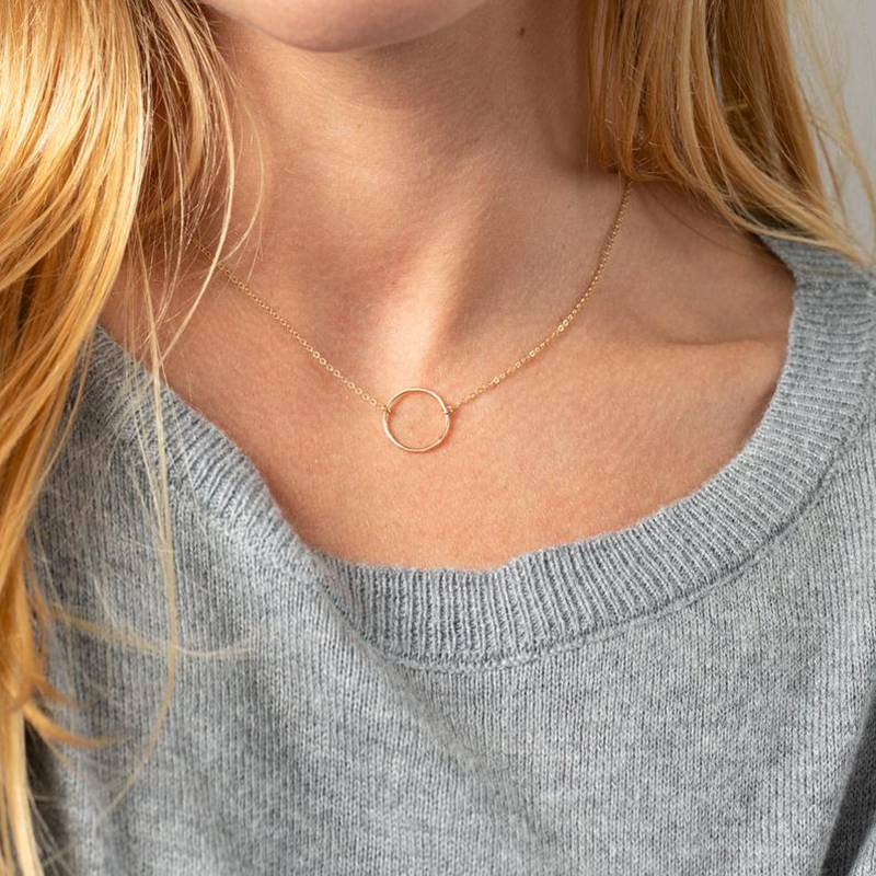 Circle Necklace Handmade Jewelry Gold Filled Choker Pendants Collier Femme Kolye Collares Charm Hoop Women