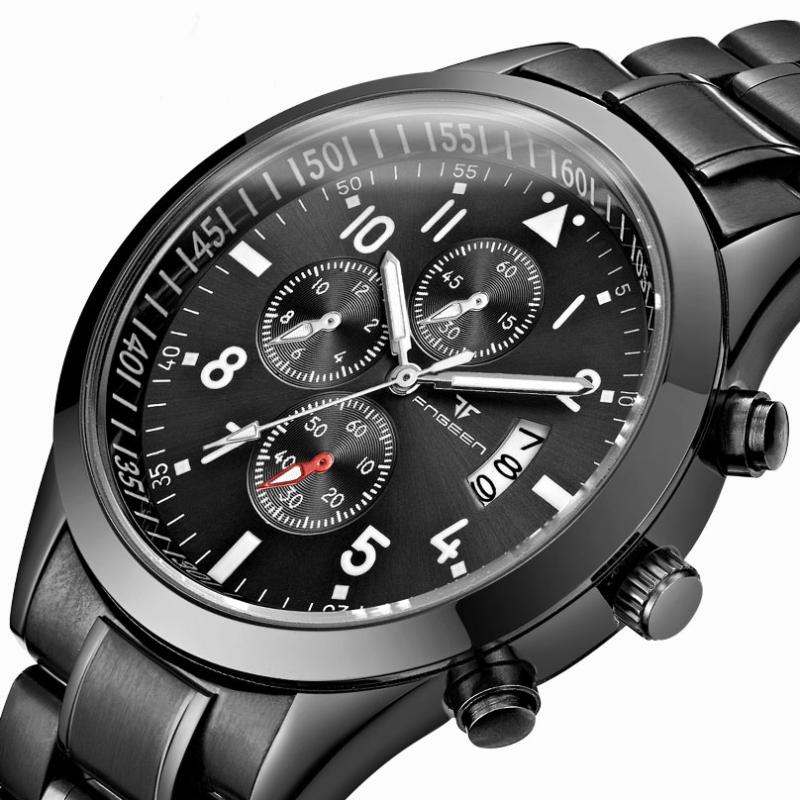 Wristwatches Watch Multi-function Imitation Three-eye Six-pin Calendar Waterproof Movement Business Quartz Stainless Steel Belt 41.3mm, White steel black
Wristwatches Watch Multi-function Imitation Three-eye Six-pin Calendar Waterproof Movement Business Quartz Stainless Steel Belt 41.3mm, White steel black