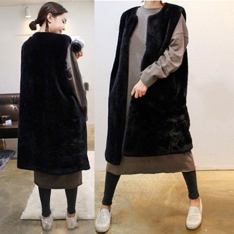 Women's Fur & Faux Long Vest Women Winter Korean Fashion Sleeveless Coat Plus Size Loose Thick Warm Jacket Lugentolo, Black
Women's Fur & Faux Long Vest Women Winter Korean Fashion Sleeveless Coat Plus Size Loose Thick Warm Jacket Lugentolo, Black