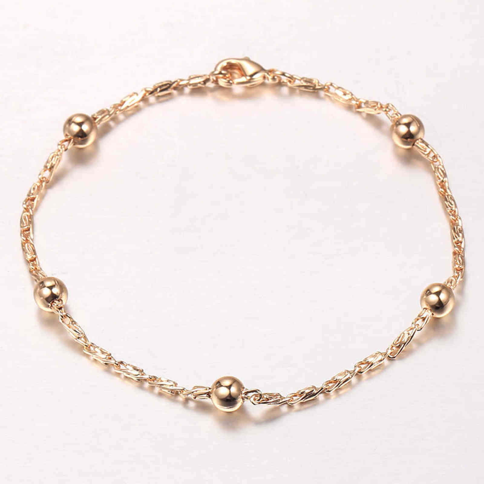 Women Basic 585 Rose Gold Color Ball Beaded Bracelet Filled Satellite Link Chain Fashion Jewelry Birthday Gift 20cm Cb66
Women Basic 585 Rose Gold Color Ball Beaded Bracelet Filled Satellite Link Chain Fashion Jewelry Birthday Gift 20cm Cb66