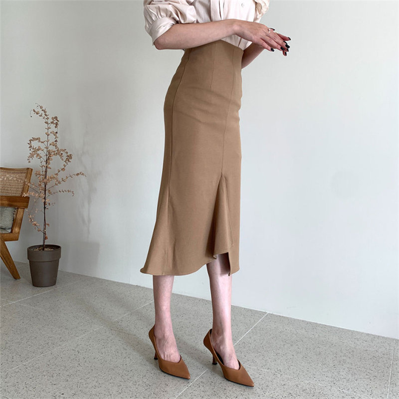 Fashion Slim Sexy Women Mermaid Office Lady Chic Elegance Trumpets Female All Match Streetwear Long Skirts 210421