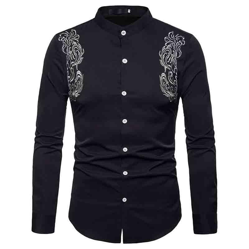 Embroidery Shirt Slim Fit 2021 Mens Chemise Homme Men Heren Shirts Camisa Masculina Men's Casual
