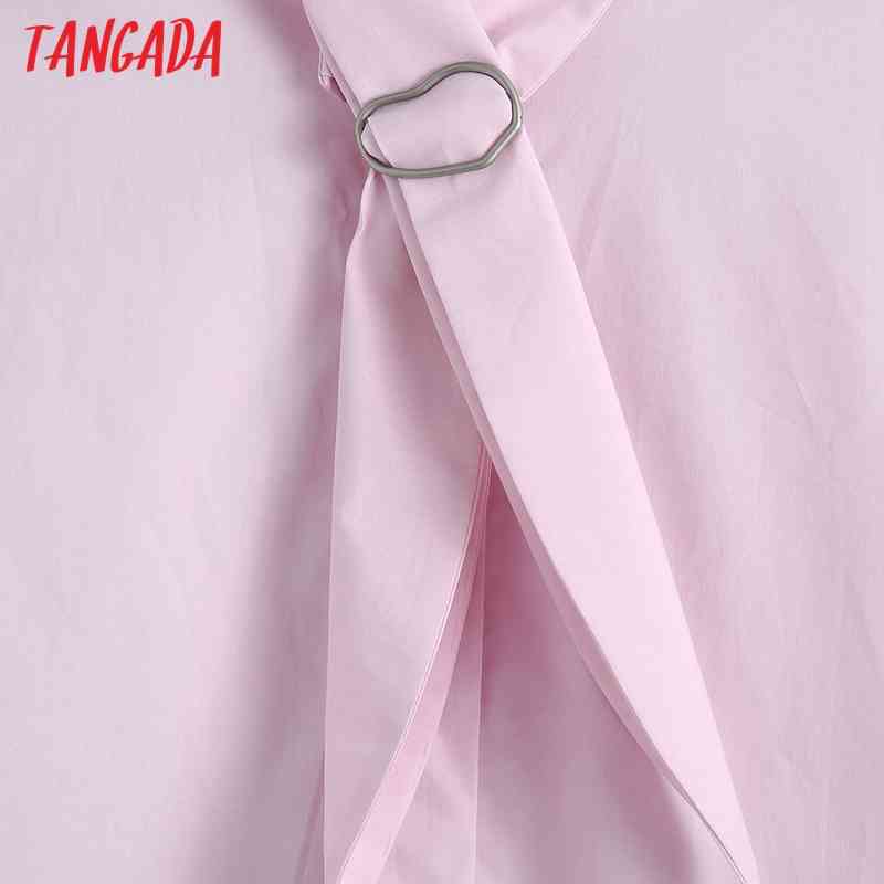 Spring Women Pink Blouse Chain Decorate Bow Long Sleeve Chic Female Office Lady Shirt Blusas Femininas 6Z64 210416