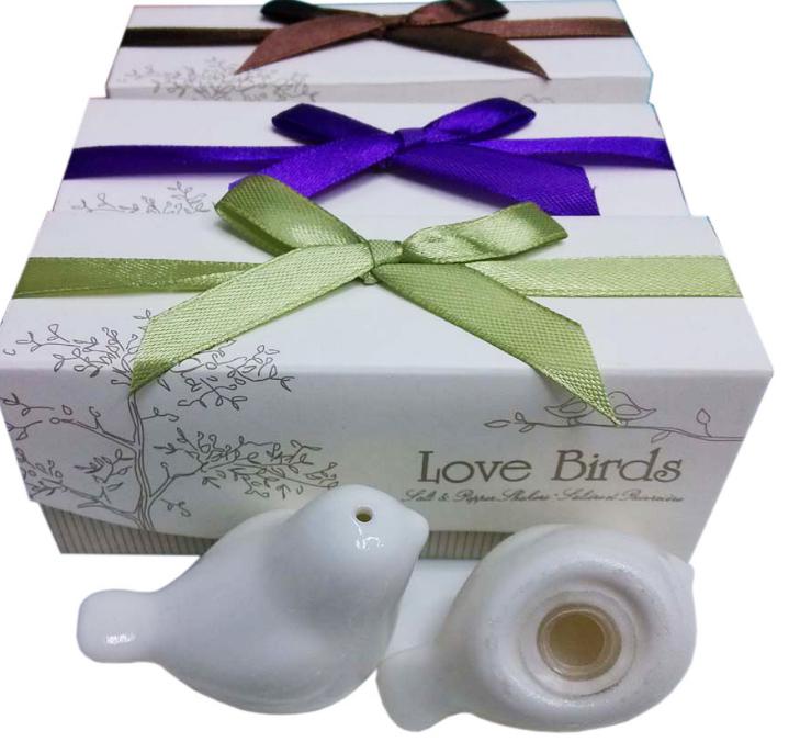 2021 Love bird salt and pepper Shaker Party Wedding Favor Giveaway Present Romantic Wedding Door Gifts with gift box