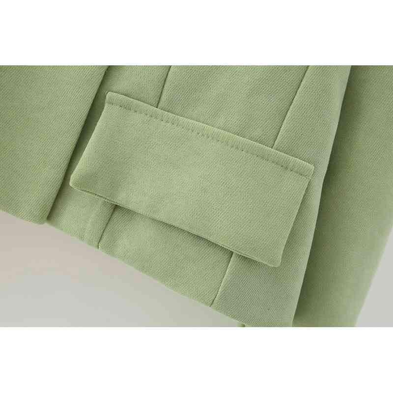 vintage women elegant green short blazer jacket fashion ladies notched collar suit casual female suits cute girls chic 210430
