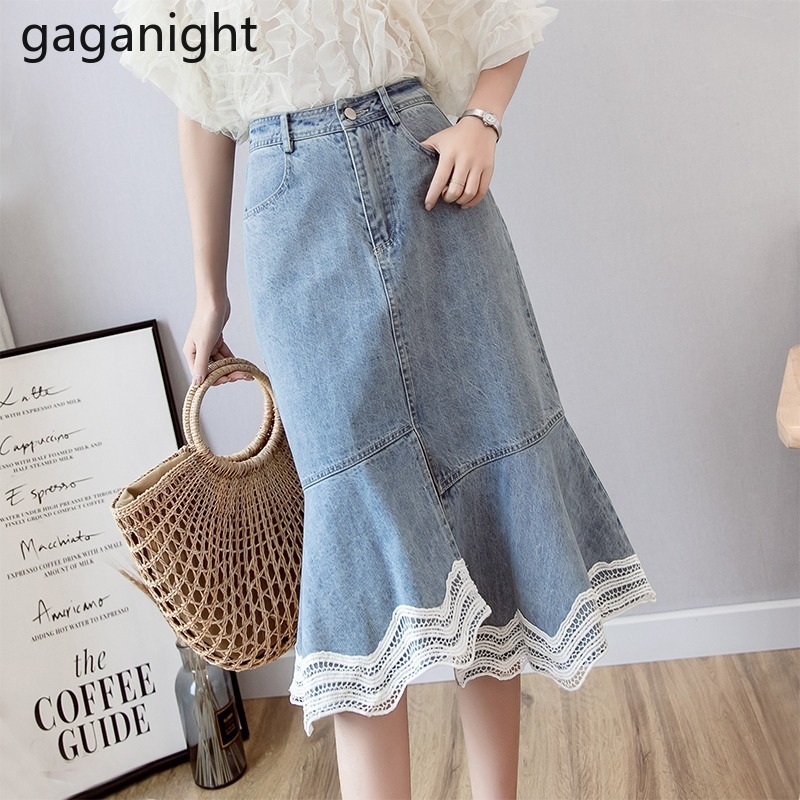Gaganight Fashion Lace Patchwork Jeans Women Skirt High Waist Plus Size Faldas A Line Lady Elegant Lady Mini Short Skirts Ruffle 210519, Blue
Gaganight Fashion Lace Patchwork Jeans Women Skirt High Waist Plus Size Faldas A Line Lady Elegant Lady Mini Short Skirts Ruffle 210519, Blue