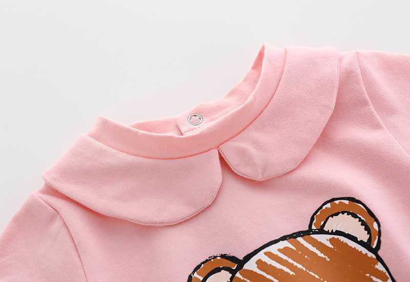 New 2021 spring fashion newborn baby boy clothes Cotton cartoon Little bear new born Toddler baby girl romper and hat Bibs Sets H0824