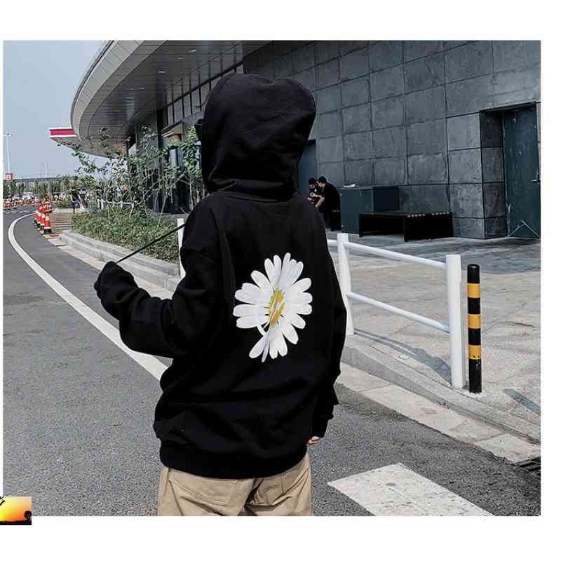 Peaceminusone Daisy Hoodie Sweatshirts for Men and Women Chrysanthemum Fleece Sweatshirt 210420