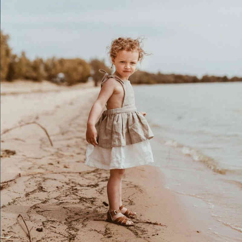 Summer Korean Japan Style Baby Girls Dresses Toddler Girl Dress Linen Vintage Clothes Fashion Kids 210521