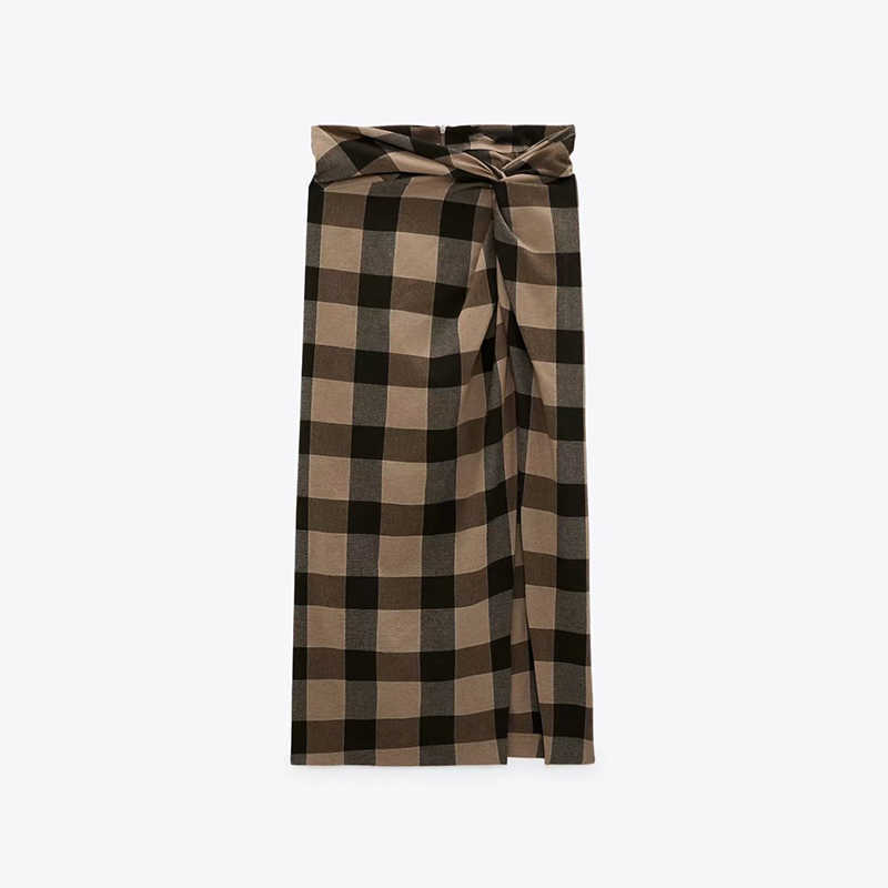 Vintage Elegant Plaid Women Skirts Lady Office Autumn Pencil Long Girls Skirt Female Mid-Calf Mujer skirt 210619