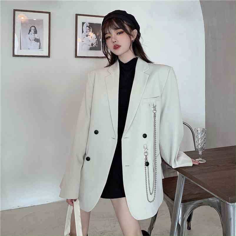 High Street Elegant Temperament Chain Blazer Women Autumn Loose Double Breasted Blazers Casual Female Korean Outwears 210519, Black
High Street Elegant Temperament Chain Blazer Women Autumn Loose Double Breasted Blazers Casual Female Korean Outwears 210519, Black