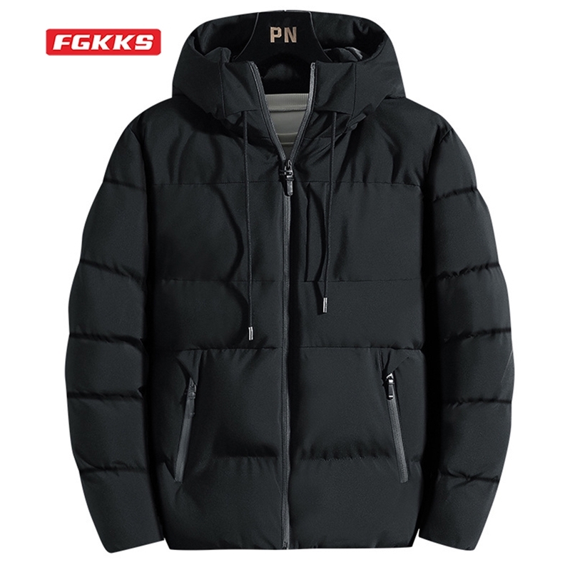 FGKKS Cotton Padded Jacket Men's Autumn and Winter Jackets Casual Clothing Plus Size Hooded Thick Warm Parkas Coat Men 211008