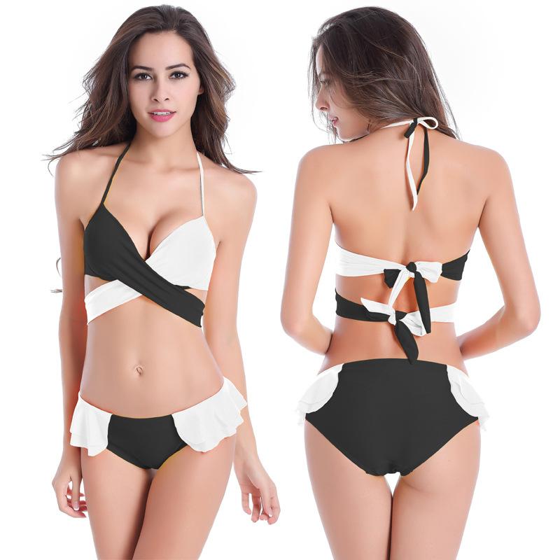 Women's Swimwear Two-color Bikini Big Breasts Gathered 2021 Summer Sexy Beach Model Bikinis Swimsuit Set Girls 2 Pieces, Black
Women's Swimwear Two-color Bikini Big Breasts Gathered 2021 Summer Sexy Beach Model Bikinis Swimsuit Set Girls 2 Pieces, Black