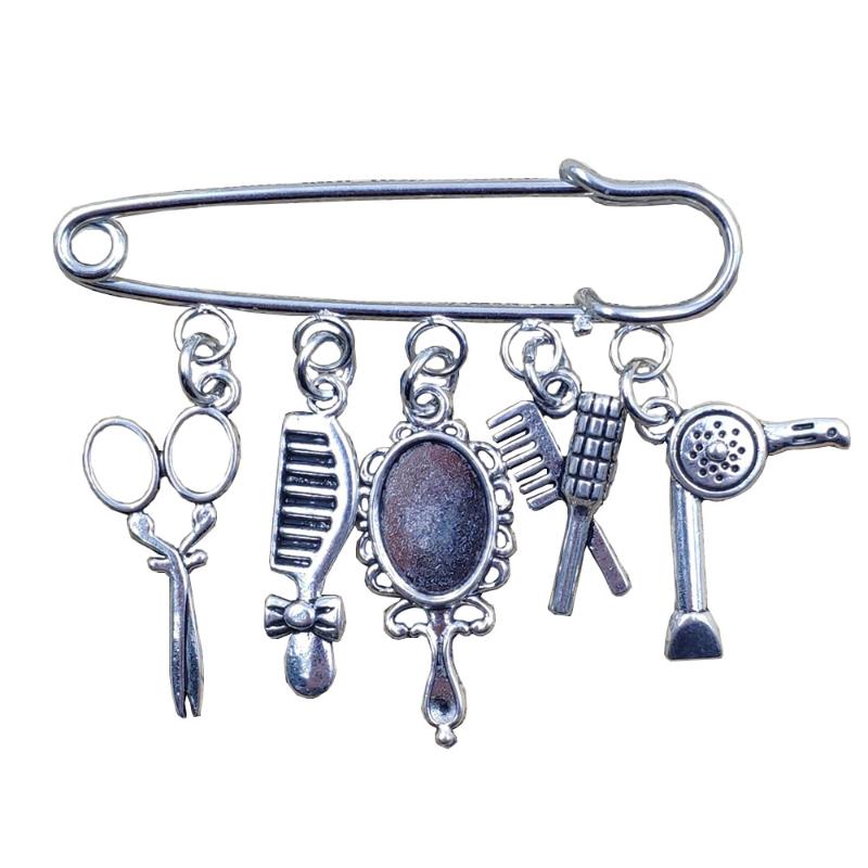 Pins, Brooches Antique Silver Plated Barbershop Articles Series Hair Dryer Scissors Comb Style Brooch Women Mother Gift CX051-056
Pins, Brooches Antique Silver Plated Barbershop Articles Series Hair Dryer Scissors Comb Style Brooch Women Mother Gift CX051-056