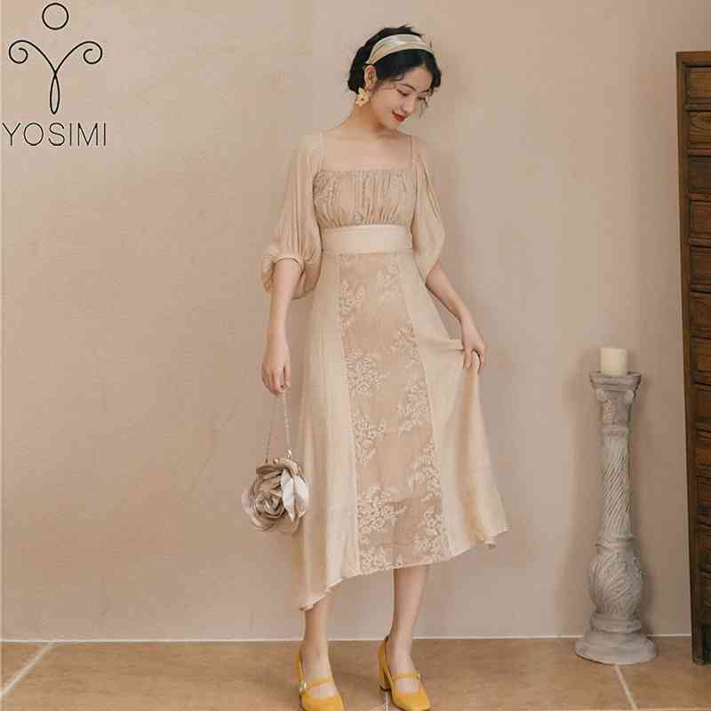 YOSIMI Beige Lace Dres Elegant Summer Square Collar A-Line Mid-calf Half Lantern Sleeve Rayon Party Dresses Ladies 210604
YOSIMI Beige Lace Dres Elegant Summer Square Collar A-Line Mid-calf Half Lantern Sleeve Rayon Party Dresses Ladies 210604