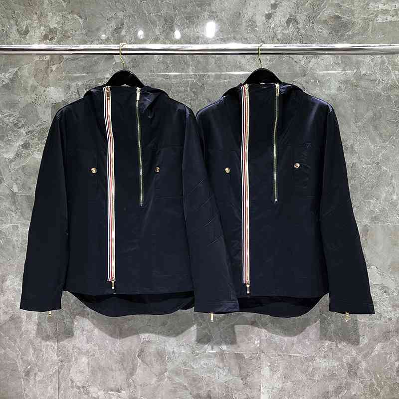 Dongguan original correct TB cardigan fashion brand classic double zipper windbreaker jacket, Black
Dongguan original correct TB cardigan fashion brand classic double zipper windbreaker jacket, Black