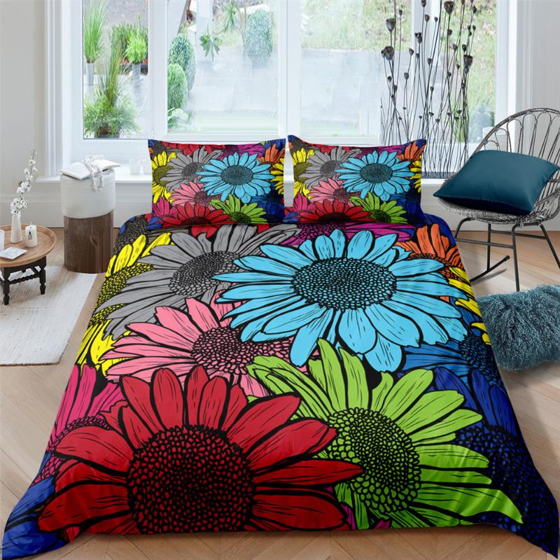 Flower Pattern Comforter Cover Pillowcase Bedding Set Bed Linens Quilts Twin Full Queen King Size Floral Duvet Bedclothes Sets