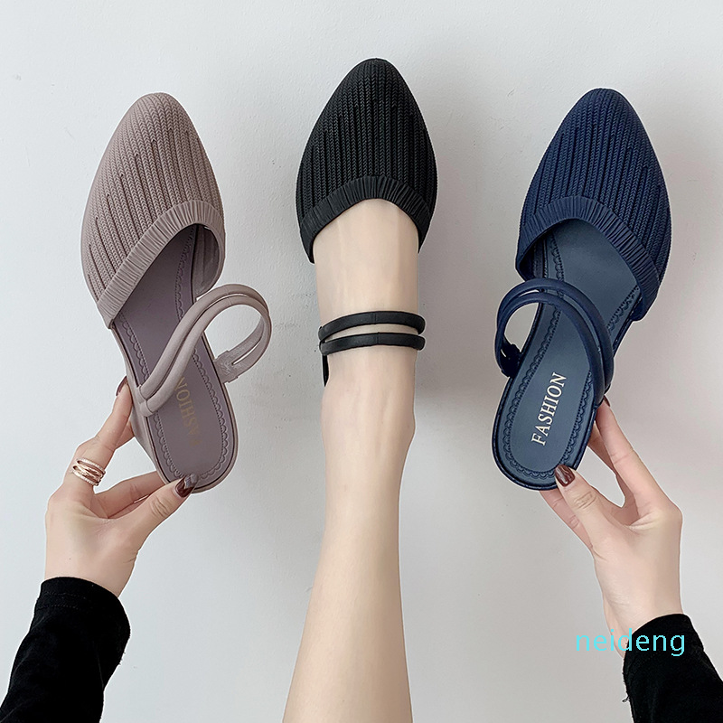 Women's Sandals 2021 pointy shallow shoes women Baotou sandals heel woven casual shoes sandals women